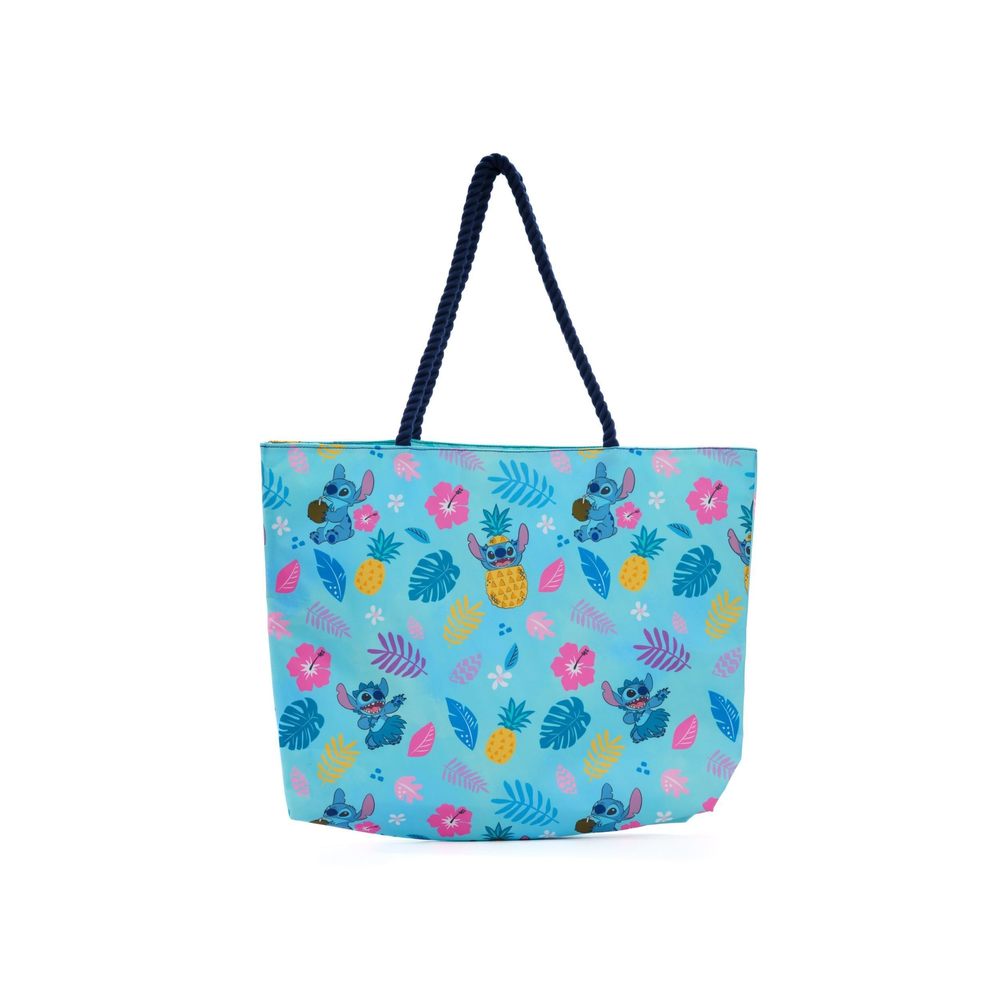 Lilo & Stitch Tote Bag, Stitch Blue Hawaiian Print, Large Water-Resistant :]